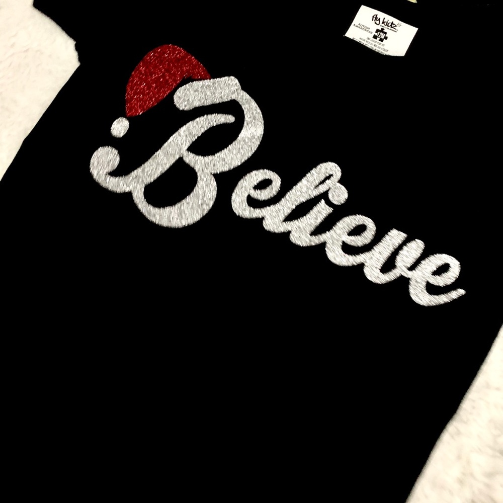 Christmas Believe Glitter onesie SZ 12m, 18m, 24m